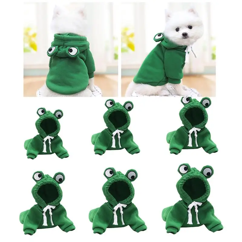

Pet Dog Hooded Clothes Creative Frog Shaped Puppy Warm Clothes Cotton Kitten Winter Costume Small Dog Teddy Chihuahua Hoodies