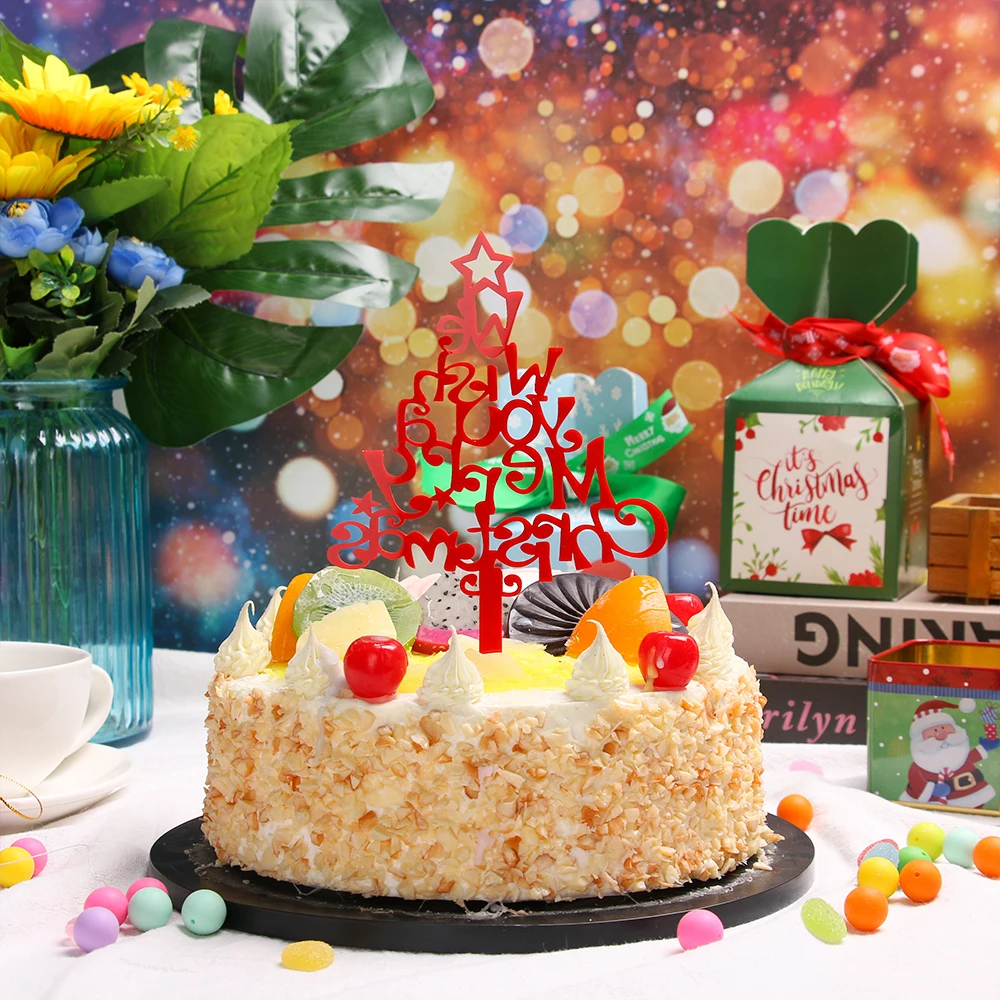 1 шт. креативные акриловые украшения для торта флаги рождественские открытки