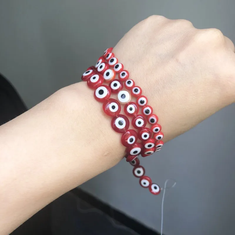 Красные Бусины злой глаз полоса Смола бусины плоские круглые дисковые