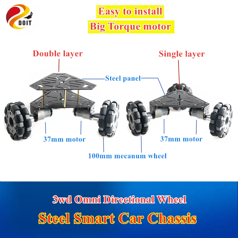 3wd всенаправленное колесо умное автомобильное шасси с 100 мм всенаправленными