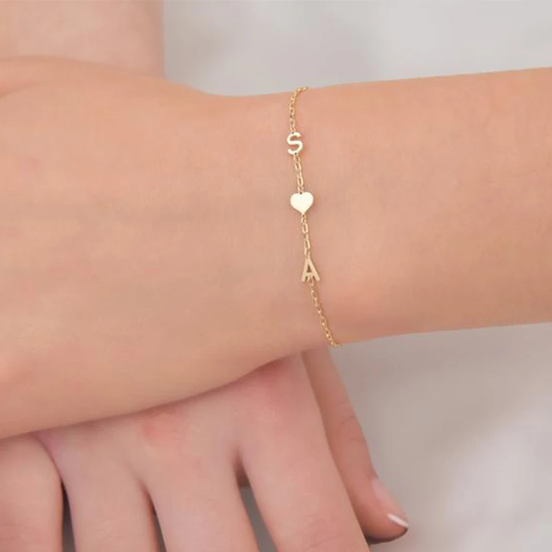 Fashionable Simple Temperament Stainless Steel Multiple Letter Bracelet Initial Letter Bracelet Best Gift for Women's Jewelry