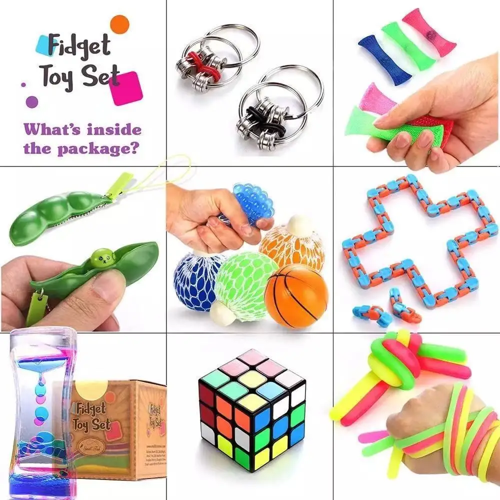 

23PCS Pack Fidget Sensory Toy Set Stress Relief Toys Autism Anxiety Relief Stress Pop Bubble Fidget Toys for Kids Adults