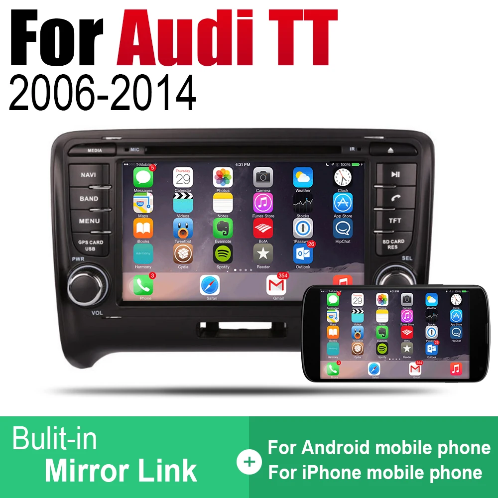 2 Din Автомобильный мультимедийный плеер Android радио для Audi TT 8J 2006 ~ 2014 MMI DVD GPS
