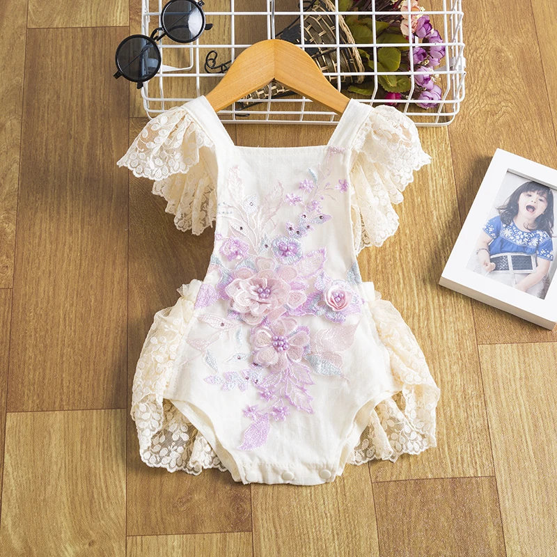 

Милый комплект одежды для маленьких девочек, Цветочный комбинезон, на возраст от 0 до 24 месяцев, футболка принцессы с оборками платье-пачка к...