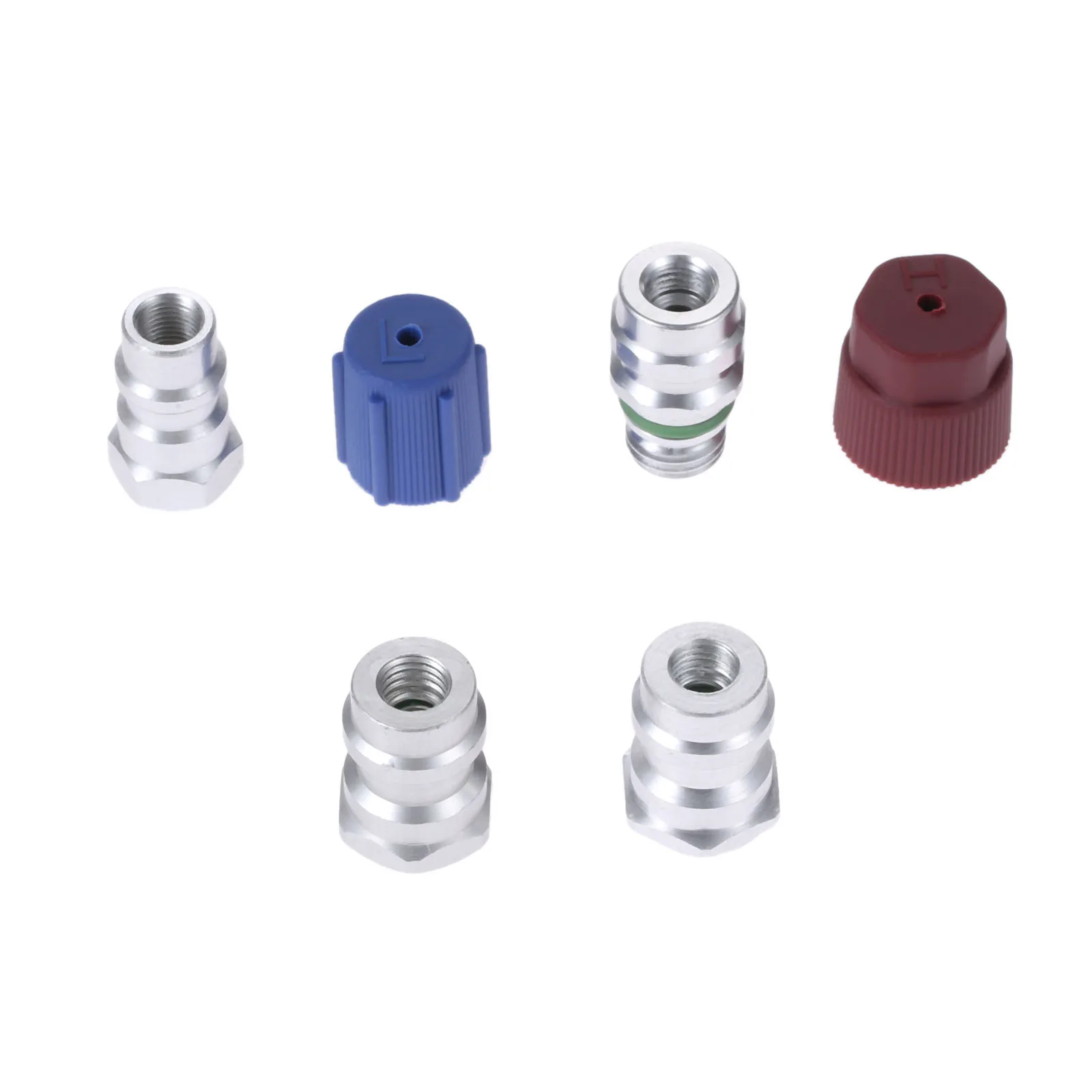 Yetaha R12 R22 Port To R134a Straight Adapters With Valve Core & Service Port Caps Car Air Conditioning Fittings