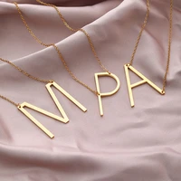 large alphabet letter necklace for women pendant collar 316l stainless steel gold color initial necklaces femme jewelry collier