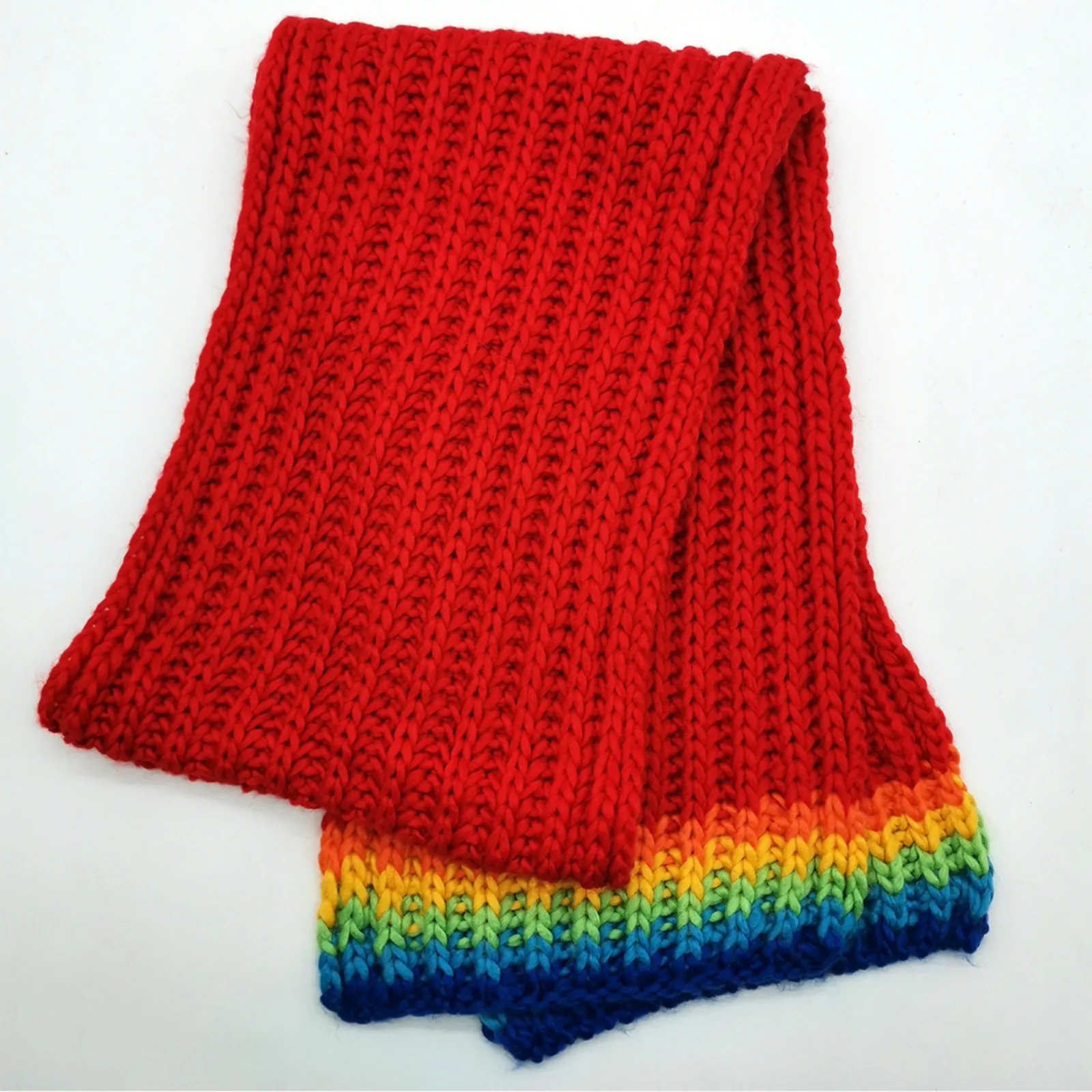

New 2pcs Kids Winter Warm Knitted Hat With Scarf Set Skullies Rainbow Boy's Children Outdoor Sport Set Hot