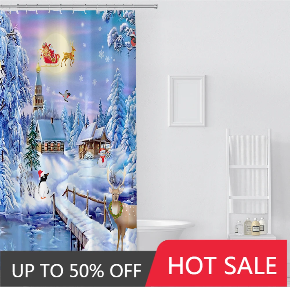 

Painting Snow Christmas Gifts Customization Household Merchandise Bathroom Products Shower Curtains Waterproof Moisture-Proof