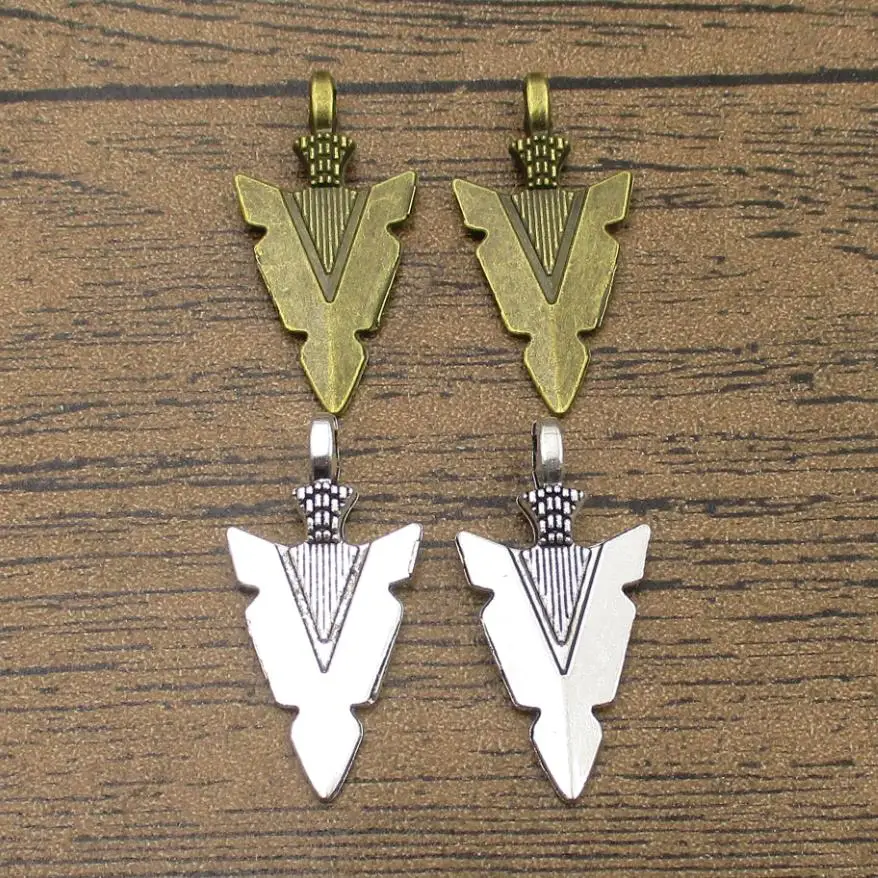 Подвески в виде головы стрелы 25 шт./лот 31 × 16 мм винтажные товары ручной работы