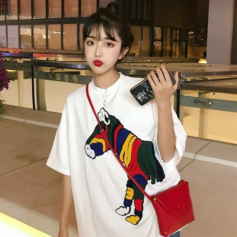 Oversize T Shirt Harajuku Hip Hop Streetwear Womens Tshirt Cartoon Print Summer Chic Tops T Shirt L0677