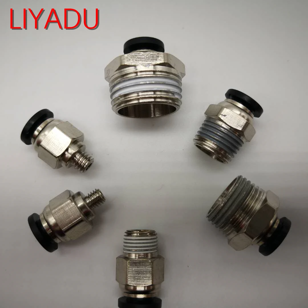 50 шт. пневматические фитинги с резьбой типа Male PC4-M5 M6 1/8 1/4 до трубчатой воздушной