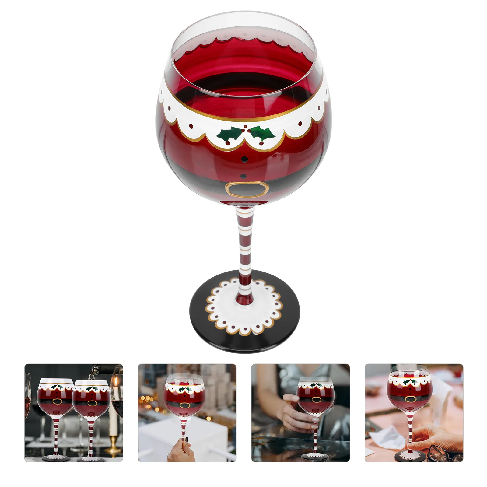 

1Pc Creative Hand-painted Glass Christmas Cup Glass Goblet for Bar