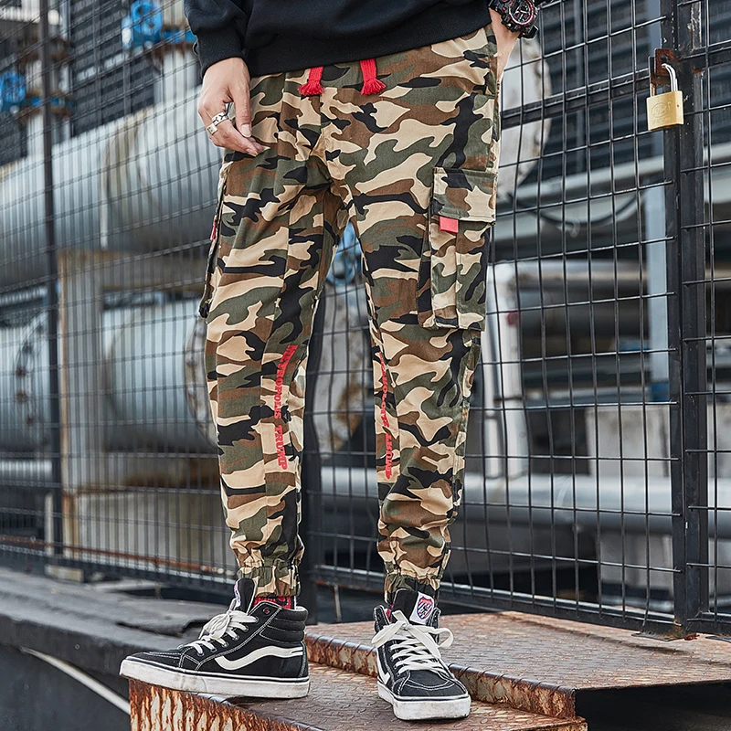 2022 Autumn Men Ribbons Pants Streetwear Cargo Hip Hop Joggers Overalls Fashions Baggy Pockets Trousers | Мужская одежда