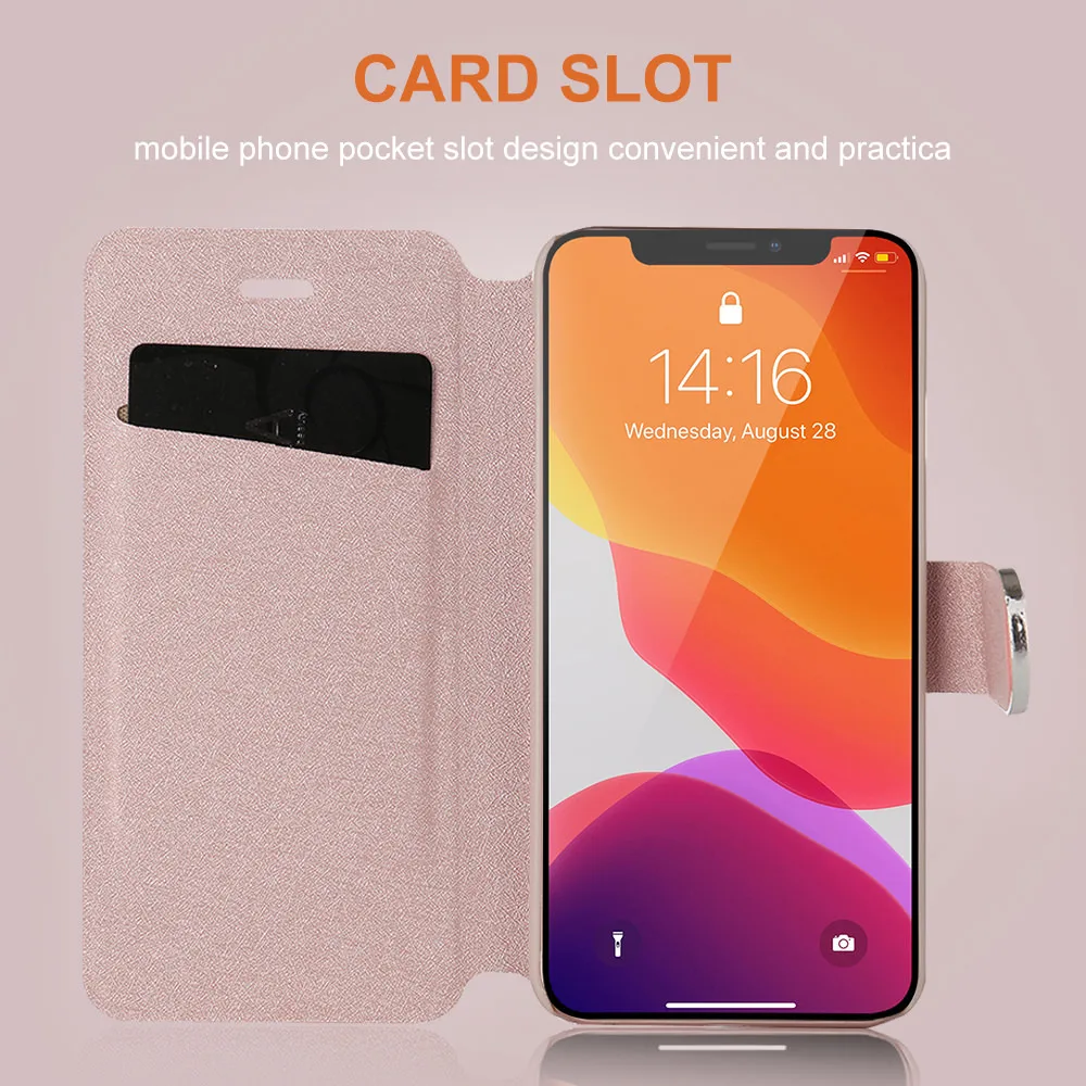 Чехол-книжка для IPhone 11 Pro Max X XS XR 7 8 Plus 6 6S SE2020 12 Mini с отделением карт противоударный |