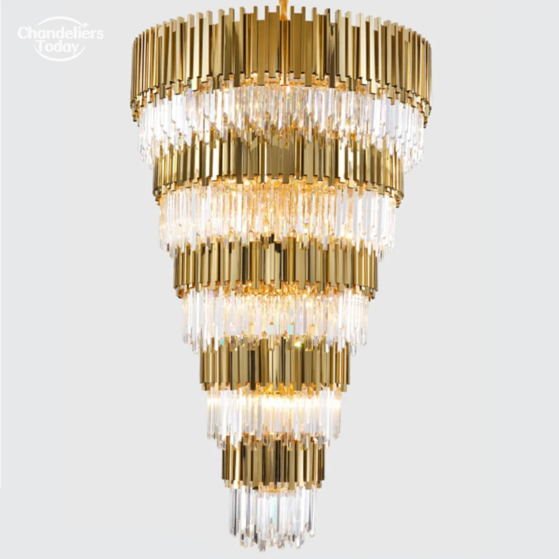 Большая Современная хрустальная люстра светодиодный подвесной светильник льник