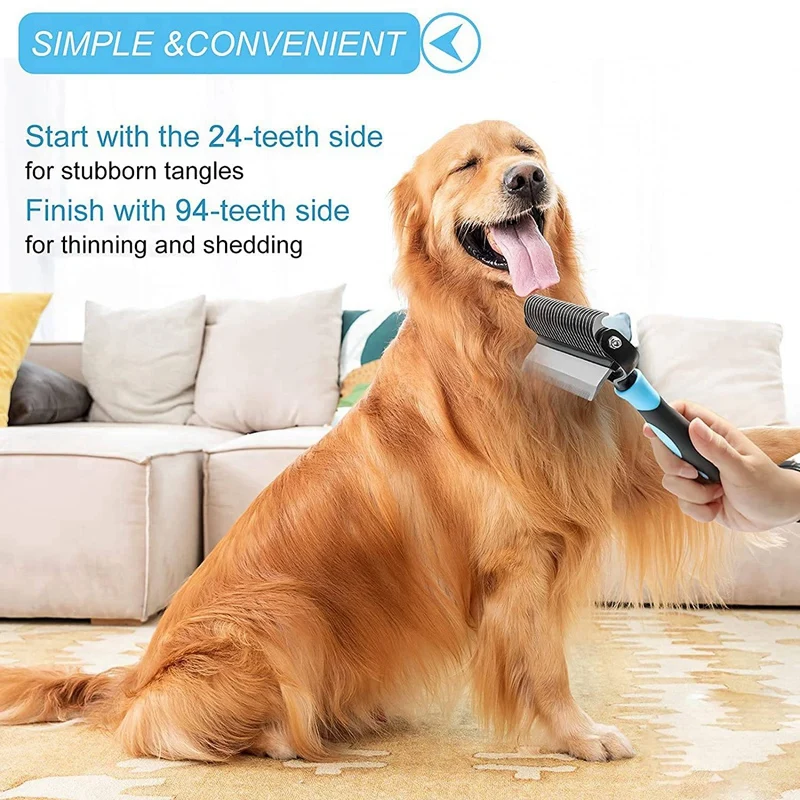 

Щетка и кот щетка 2 двусторонний Pet инструмент для Deshedding коврики клубки удаления больше никаких неприятных линять и развевающимися волосами