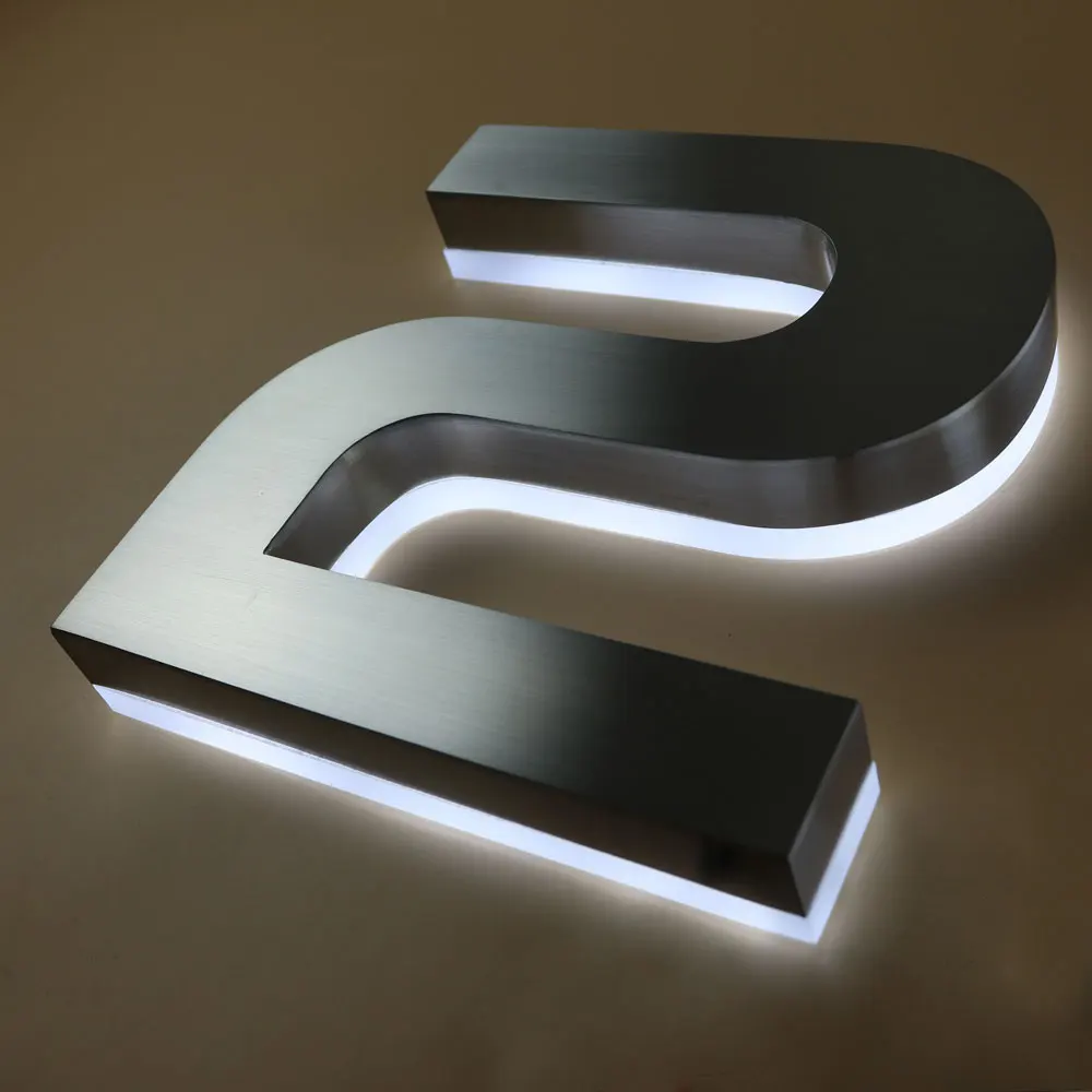 

Led Channel Letter Brushed Surface Backlit Led Letter 3D Dimensional Letter Reception Wall-letter Brand Logo Advertising