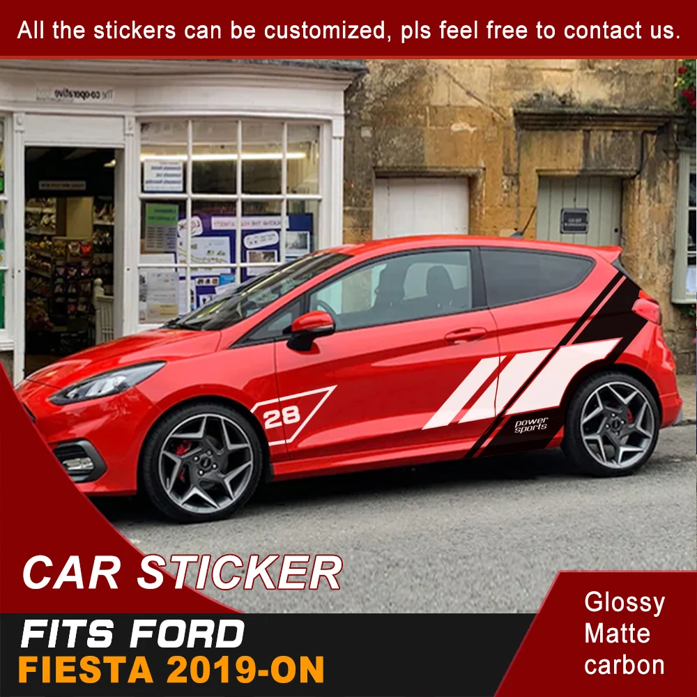

Car Decals Side Body Irregular rectangle Racing Stripe Graphic Vinyl Sticker Car Sticker Customized Fit for Ford Fiesta 2019 On