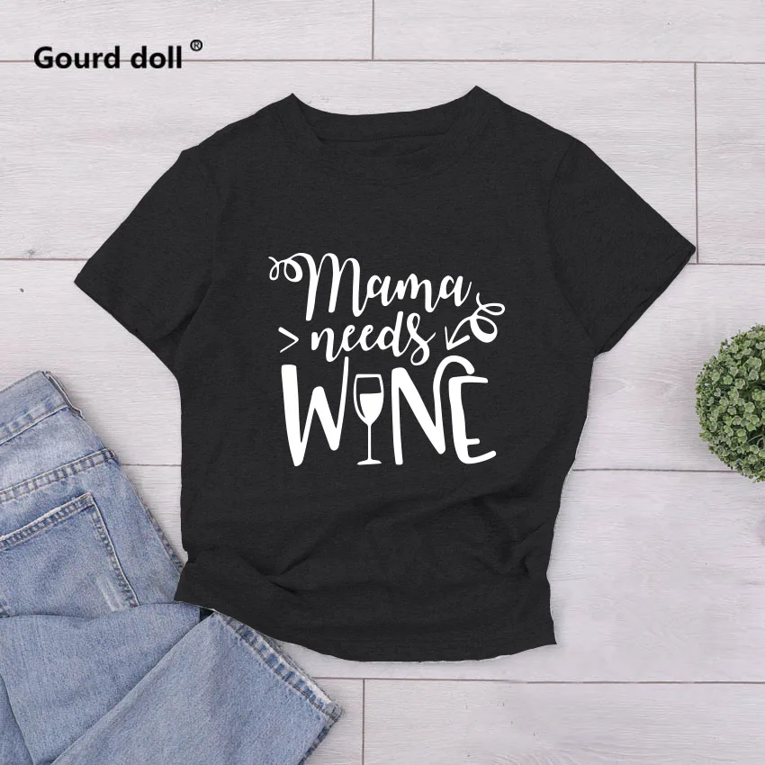 Новинка 2020 женская футболка для мамы вышивка вина милая повседневная женские