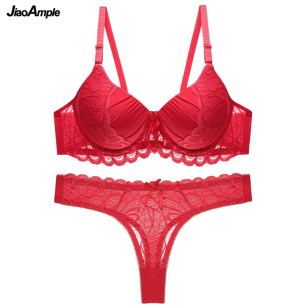 Женские пикантные большой Размеры кружевное нижнее белье Комплекты пуш ап Пуш