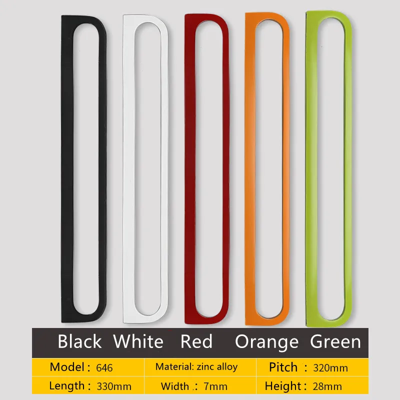 Ручки для шкафа из цинкового сплава, цвета чёрный/белый/красный/оранжевый, Modern Style