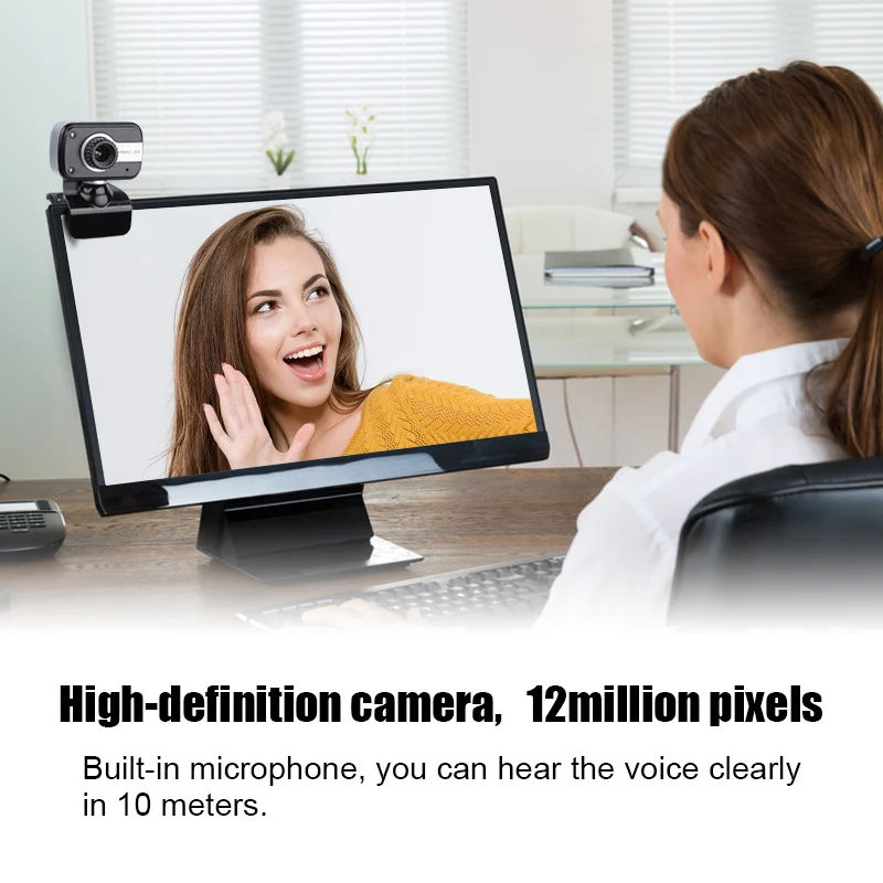 

Hot USB 2.0 HD Webcam Desktop Laptop PC Video Calling Camera Adjustable with Microphone New MVI-ing