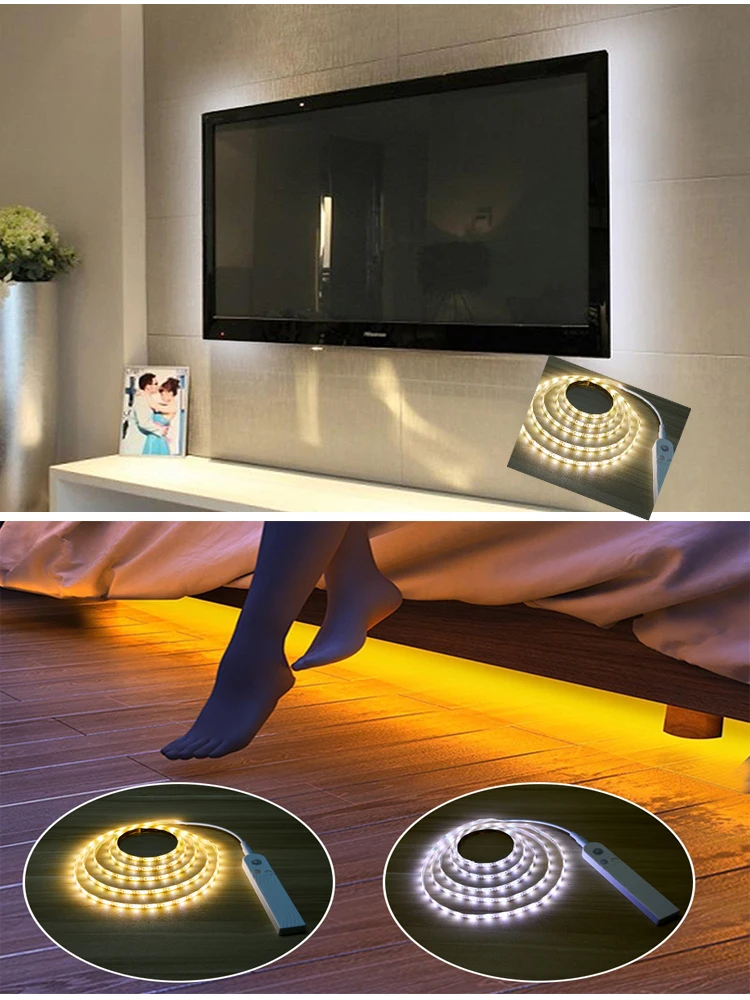Светодиодный датчик движения PIR luces para cocina luz светодиодный debajo de gabinete mesita noche escaleras
