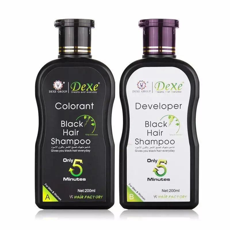 

Dexe Black Hair color Shampoo 10 Mins Dye Hair Into Black Herb Natural Faster Black Hair Restore Colorant Shampoo and Treatment
