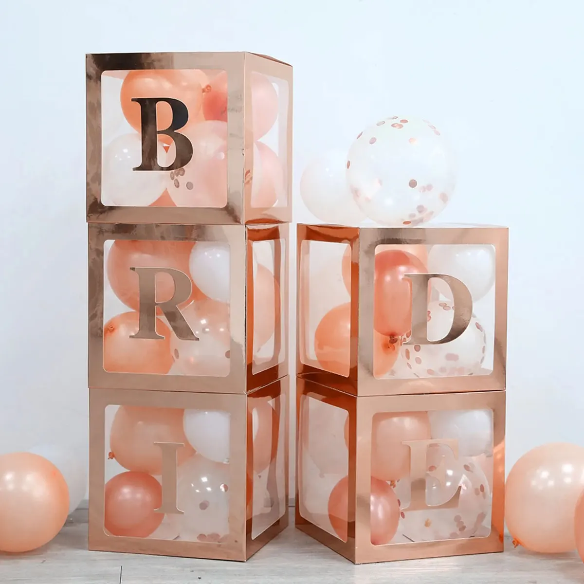 

Birthday Balloon Boxes For Party Decorations Rose Gold Transparent Wedding Balloon Blocks with Letter Boy Girl Baby Shower Decor