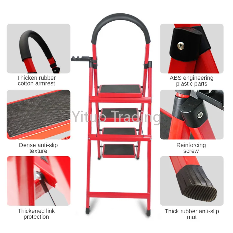 Складная односторонняя лестница домашняя утолщенная стальная труба в елочку из