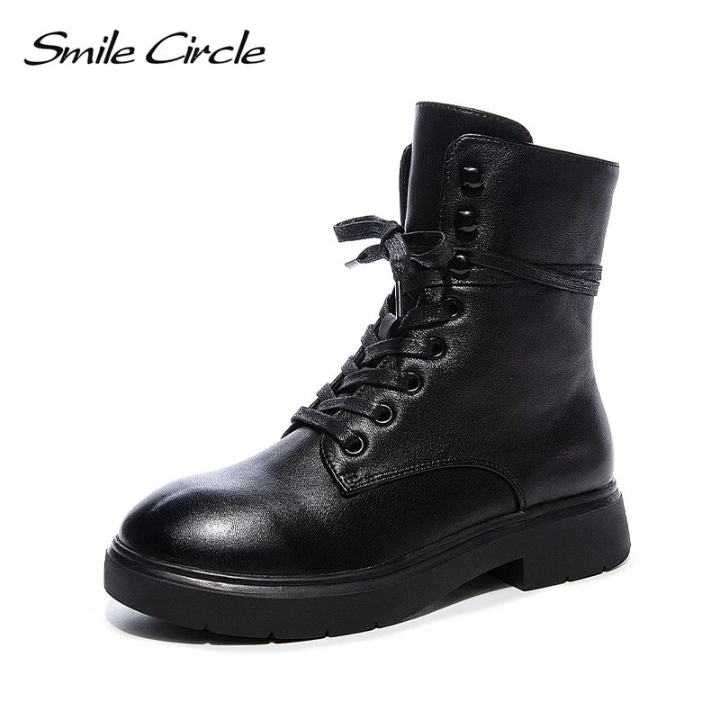 Женские осенние ботинки Smile Circle зимние мотоциклетные с закругленным носком на