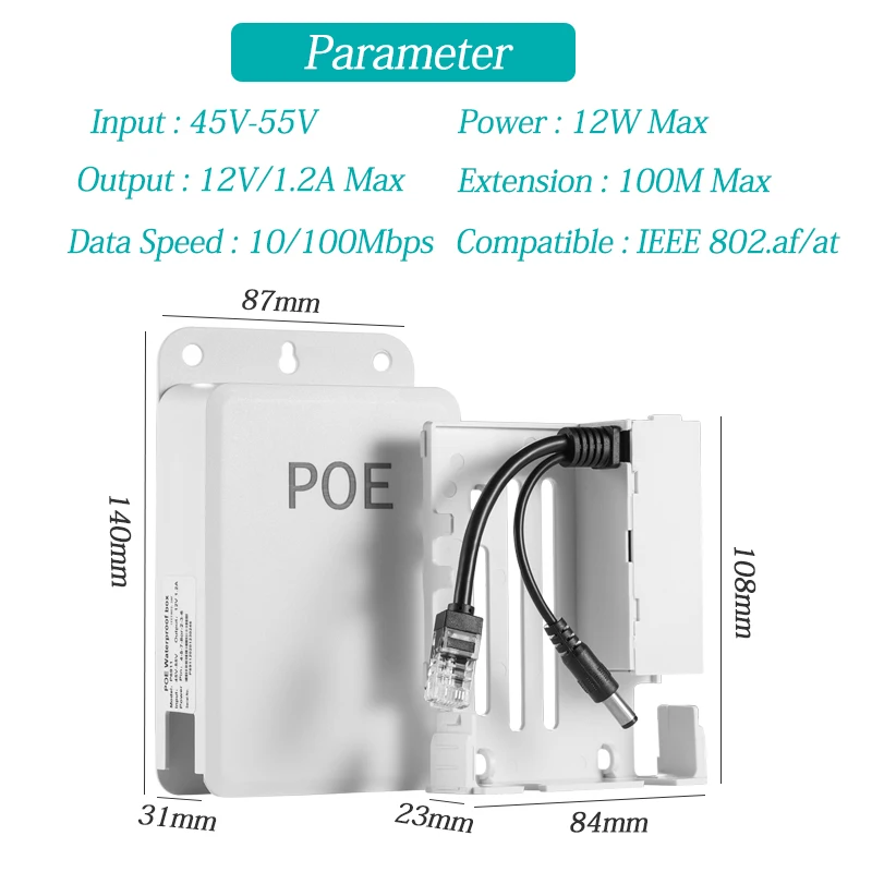 Водонепроницаемый уличный PoE сплиттер IEEE 802.3af 10/100 Мбит/с Power over Ethernet для IP-Камеры 48