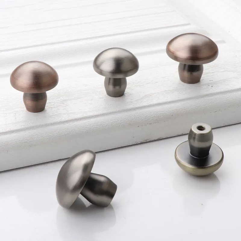 

Mushroom Pure Copper Single Hole Handle European Style Wardrobe Desk Drawer Extended Handle Modern Simple Cupboard Brass Pulls