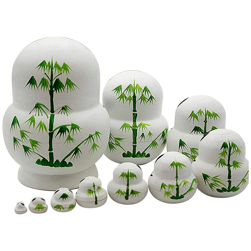 

10 Pcs Panda Matryoshka Russian Nesting Dolls Animal Pattern Wooden Nesting Toys Basswood Panda Nesting Dolls For Kids