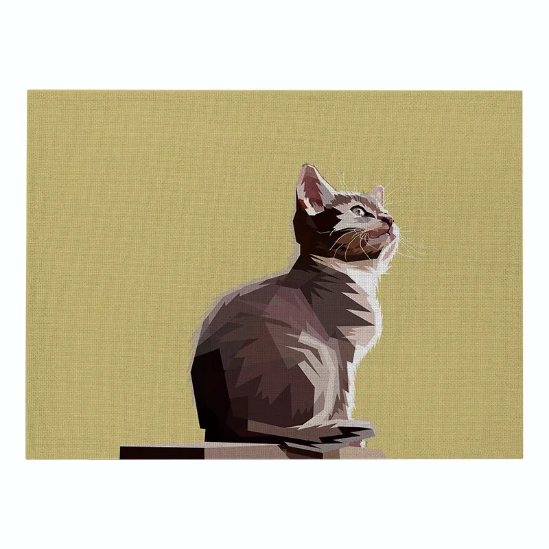 Хлопковый льняной коврик для стола милые Мультяшные животные кошка собака