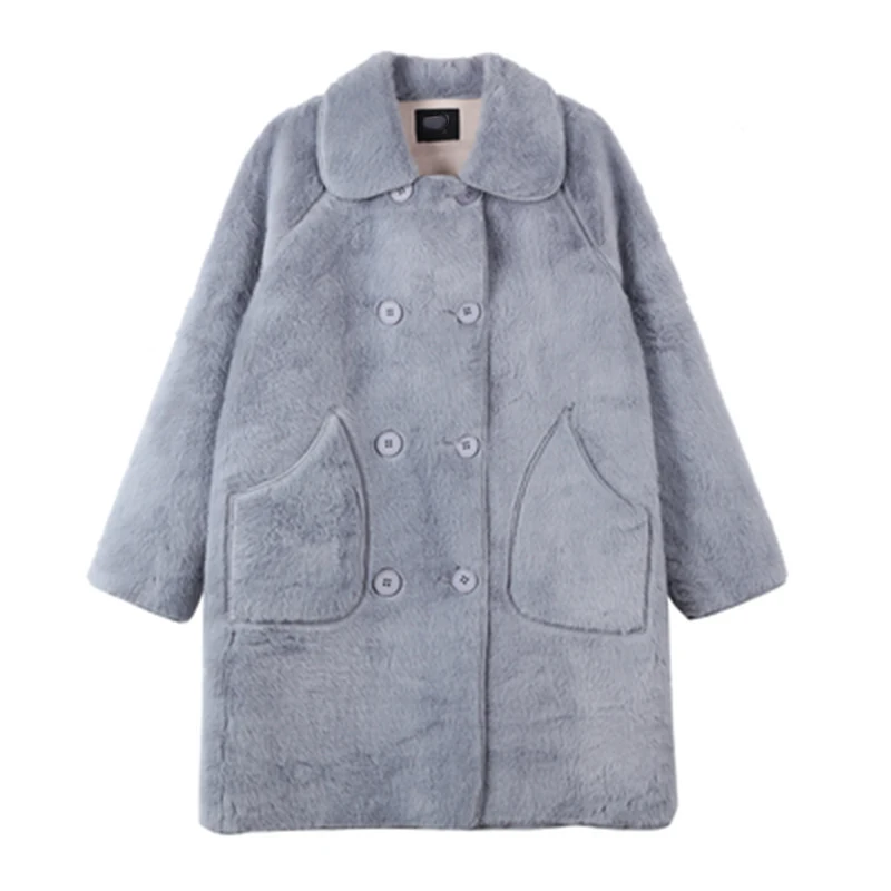 Женское шерстяное пальто Элегантное Длинное двубортное однотонное из