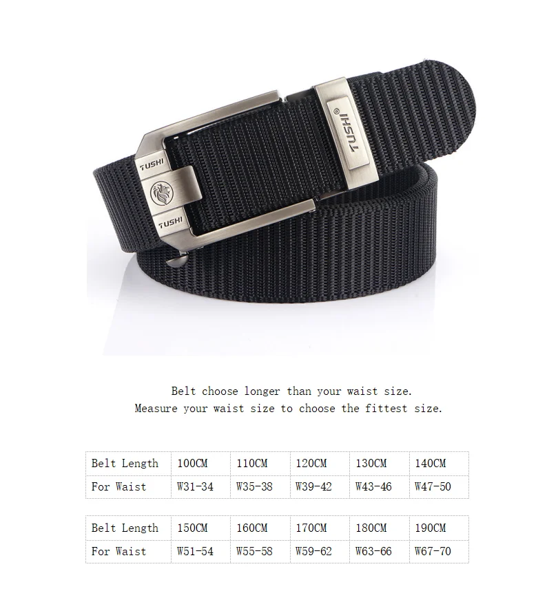 

plus-size 100-190 cm 31-75 inches Thickened Nylon Waistband All-Match Outdoor Casual Pant Belt Automatic Buckle Belt
