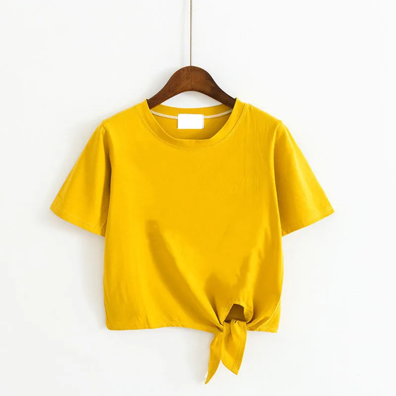 Белая футболка женская с коротким рукавом короткий укороченный топ завышенной