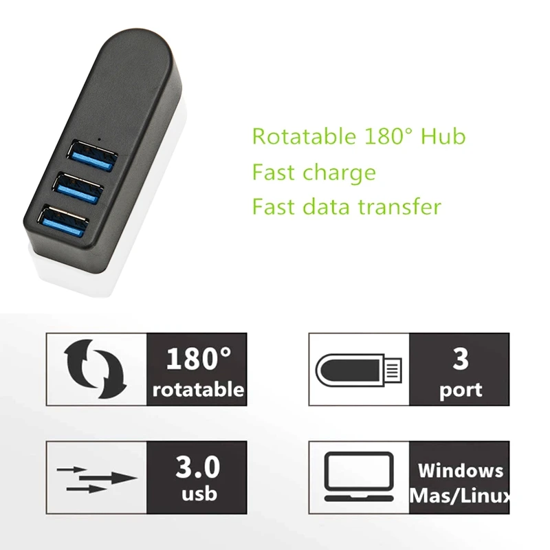USB 3.0 Hub 90°/180° Degree Rotatable Splitter to Adapter Hubs for Windows PS3 PC MAC Laptop Mac Book | Компьютеры и офис