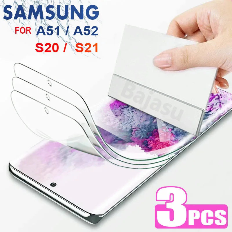 

3Pcs Hydrogel Film Screen Protector For Samsung Galaxy S21 S20 S10 Note 20 Ultra 10 Plus Protective Film For A51 A52 A50 M21 M31