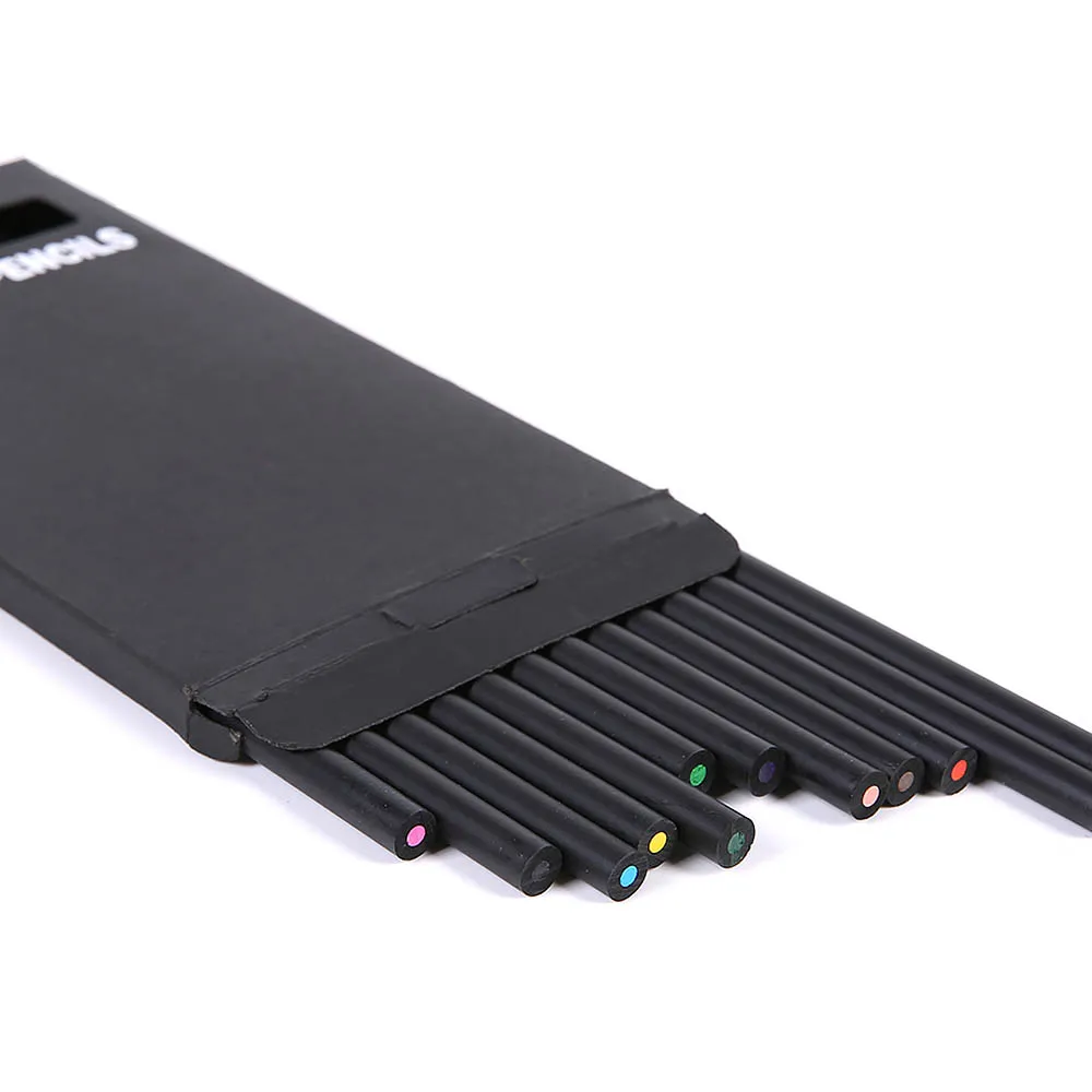 12 шт./компл. цветная униформа черная древесина цветной карандаш рисунок для детей