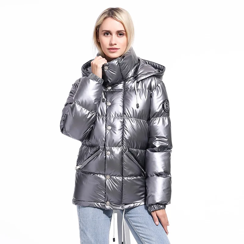 2019 размера плюс блeстящaя зимняя Парка на пуху для женщин Теплая обувь из
