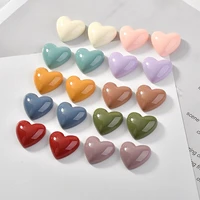 10PCS 18mm retro solid color heart shaped resin earring pendant accessories DIY mobile phone case making accessories