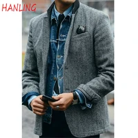 mens blazer formal slim fit jacket winter fleece jacket warm coat herringbone blazer