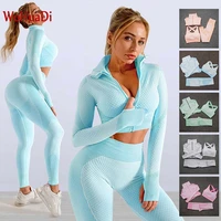 wohuadi yoga set workout gym clothing fitness for womens tracksuit outfit leggings sport bras top long sleeve sportswear suit