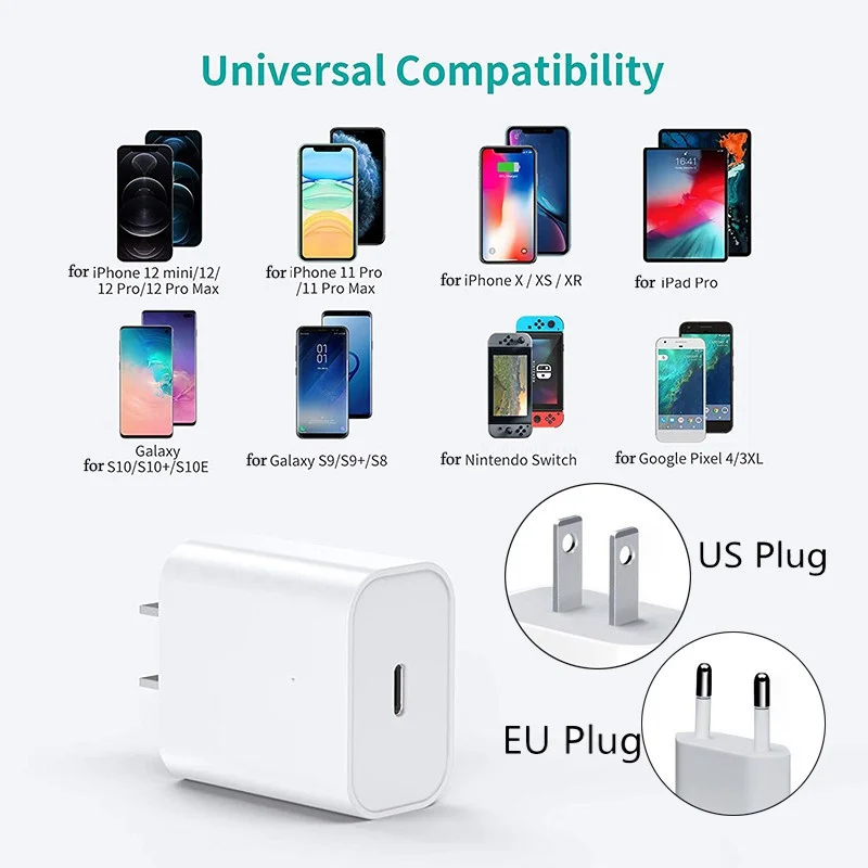 

Fast Charger PD 18W USB Type C Phone Universal Wall Charging Adapter For iPhone 11 Pro Mas XS XR 8 Plus Samsung Xiaomi Huawei