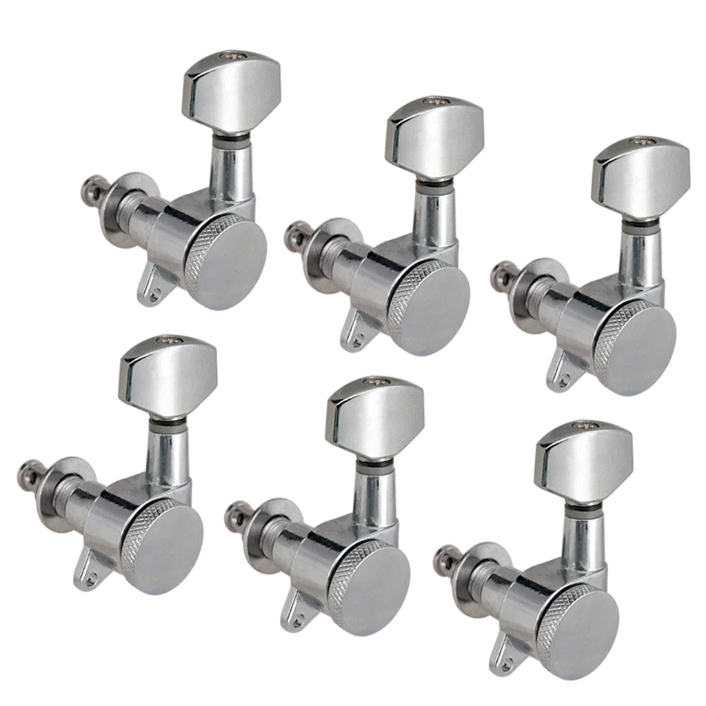 6 Pieces Guitar String Tuning Peg Tuner Machine Heads Knobs - Locking Set for Electric -Silver (6 Left ) | Спорт и развлечения