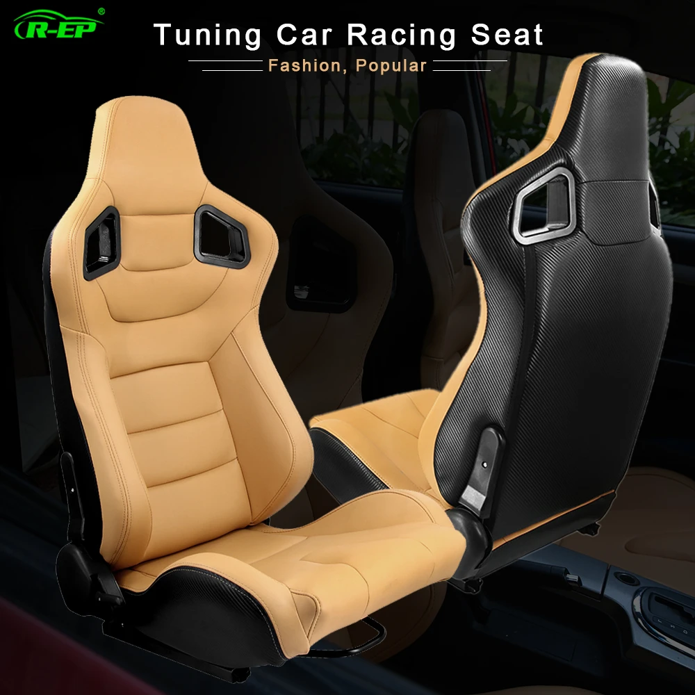 R-EP 2Pcs Tuning car Racing Seat Universal for Sport Car Simulator Bucket Seats Adjustable Yellow PVC Leather 1 Pair XH-1041-YL |