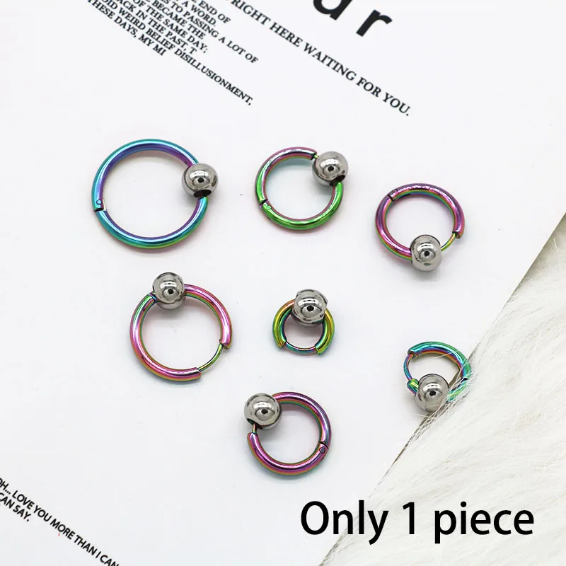 Colors silver Хип-хоп серьги-гвоздики из нержавеющей стали Шаровые шармы круглые для женщин и мужчин в стиле панк-рок подарочные украшения для ушей 1 шт - Окраска металла: Colors silver