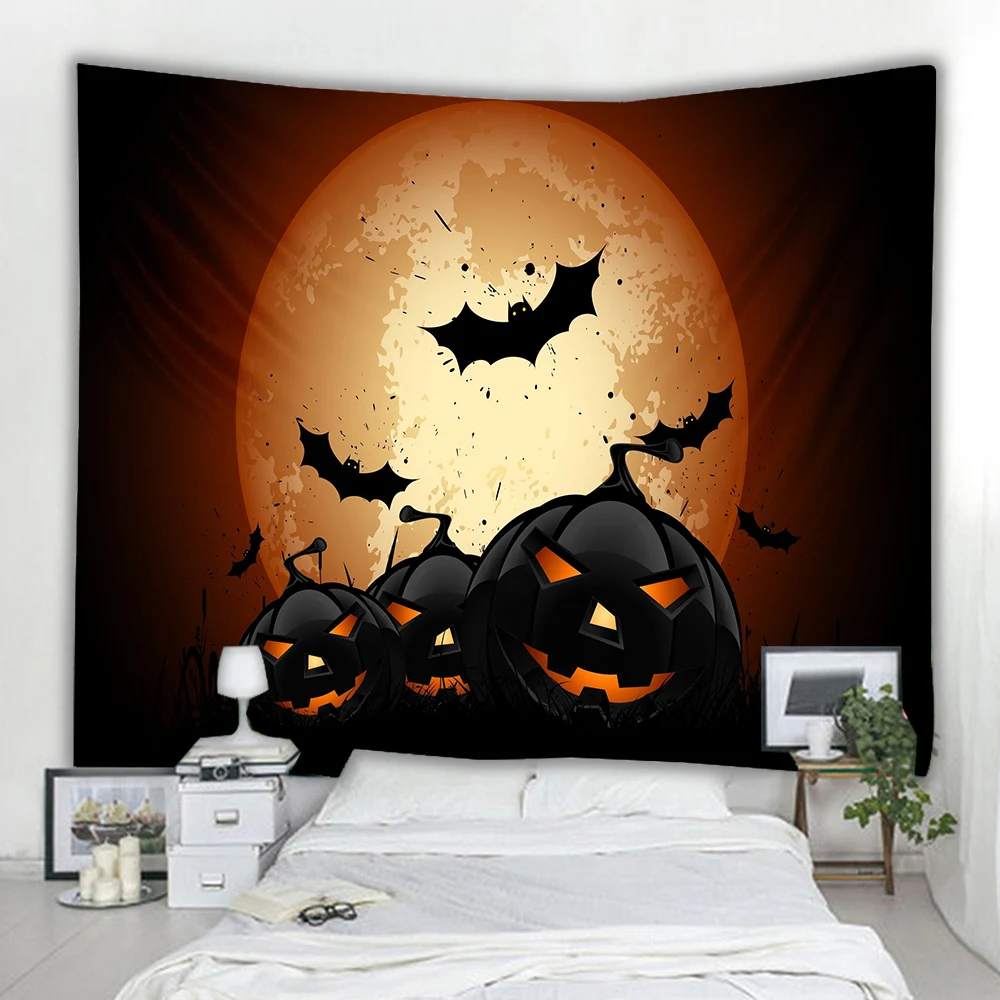 Лунная тыква Хэллоуин дом с приведениями трюк или лечение гобелен семейный